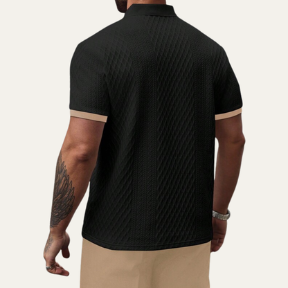Cedarcrest Park Men's Textured Polo Shirt Contrast Collar