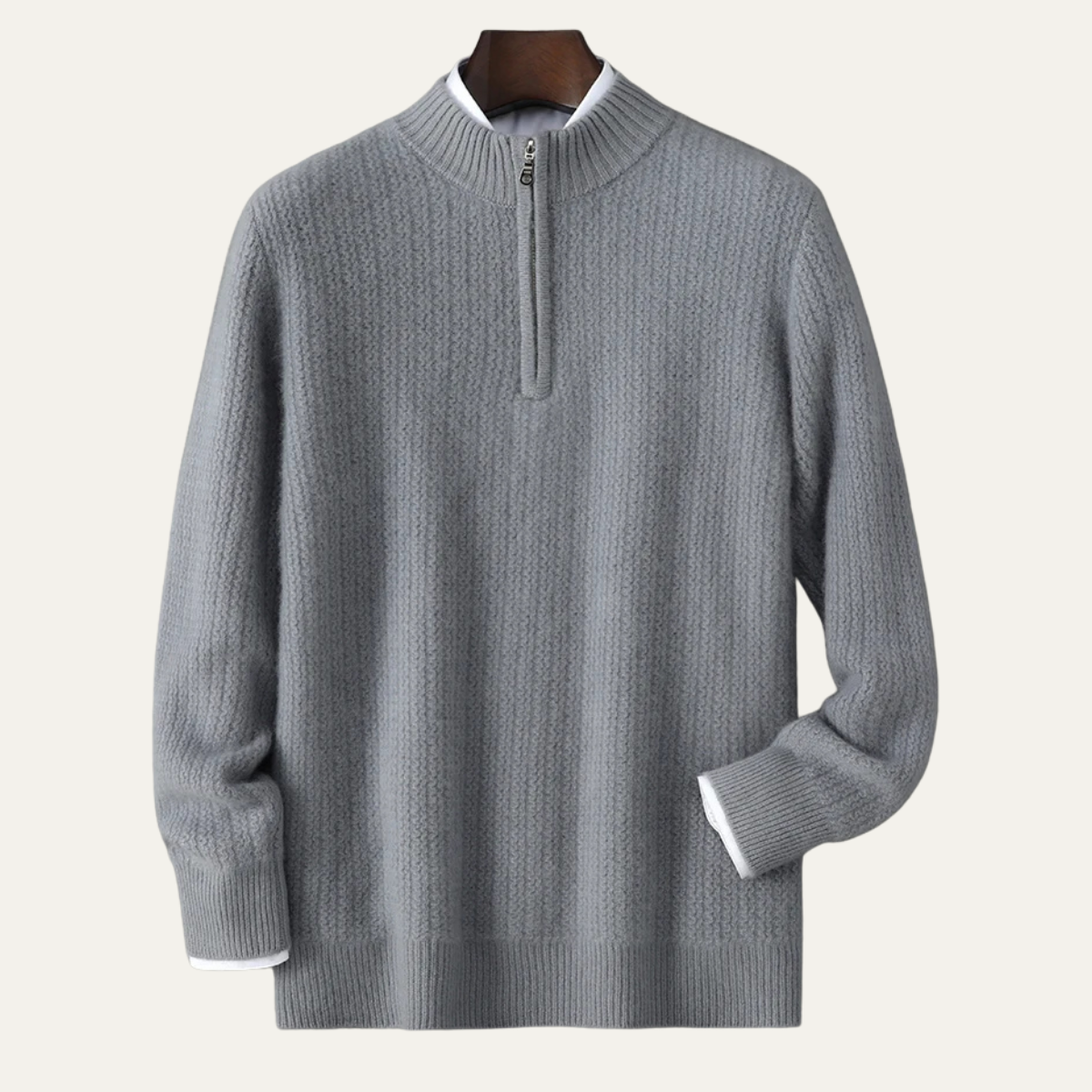Men's Winter Knit Sweater Quarter Zip High Collar