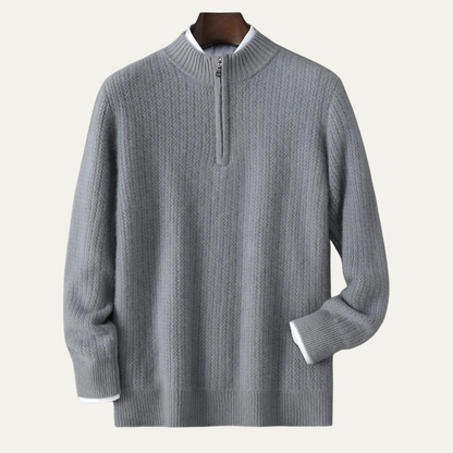 Men's Winter Knit Sweater Quarter Zip High Collar