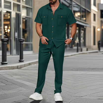 Edgemont Men's Casual Button Up Shirt Pants Set