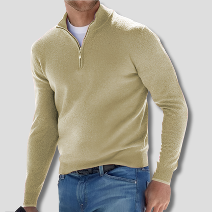 Men's Cotton Knit Zipper Pullover Sweater