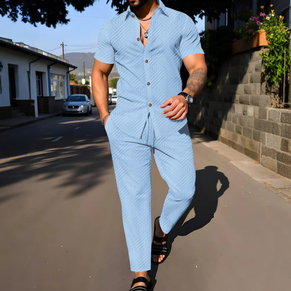 Men's Two Piece Casual Shirt And Pants Set