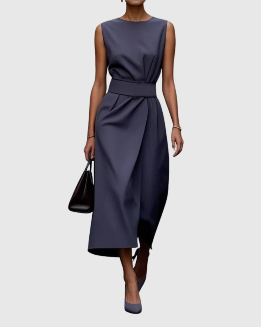 Elegant Ladies' Strapless Mid Length Dress Twist Detail