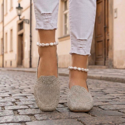 Women’s Glitter Slip On Flats Square Toe Casual Ballet Shoes