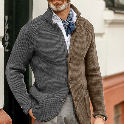 Men's Contrast Color Knit Cardigan