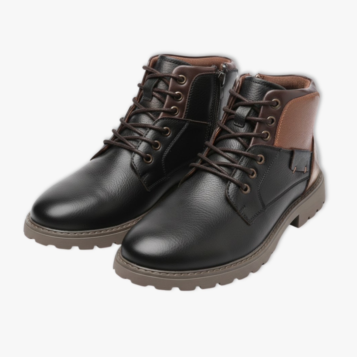 Rugged Men's High Top Leather Boots Outdoor Work Boots - VibreMode