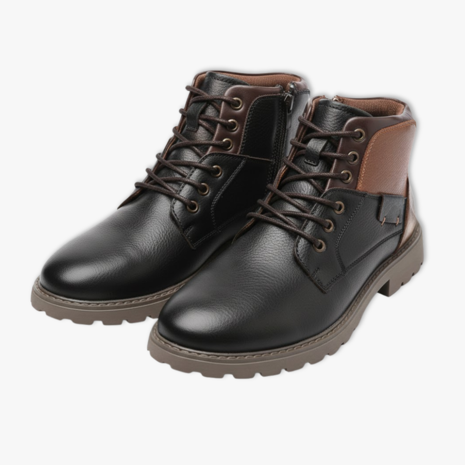 Rugged Men's High Top Leather Boots Outdoor Work Boots - VibreMode