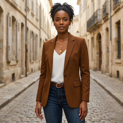 Women’s Blazer Slim Fit Single Button Office Jacket