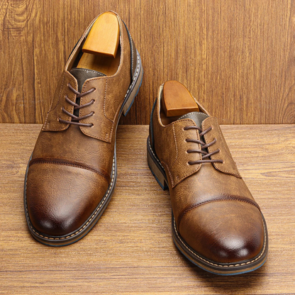 Men's Leather Oxford Shoes Lace Up Brown