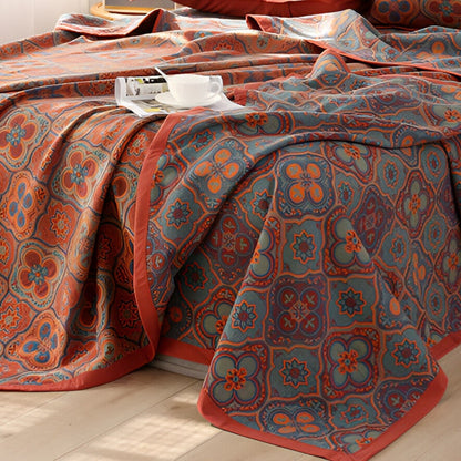 Cotton Reversible Coverlet Embroidery Floral Pattern - VibreMode