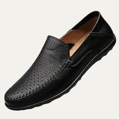 Men's Leather Loafers Breathable Slip On Brown