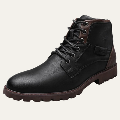 Stanhope Men's Ankle Biker Boots Durable Leather Black