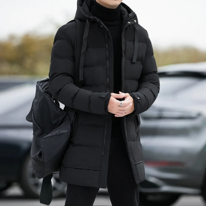 Men's Longline Puffer Coat Black
