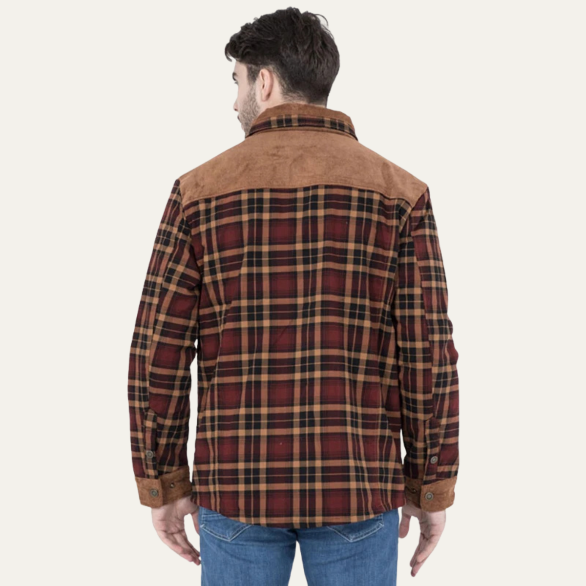 Men's Plaid Flannel Jacket Multi Pocket
