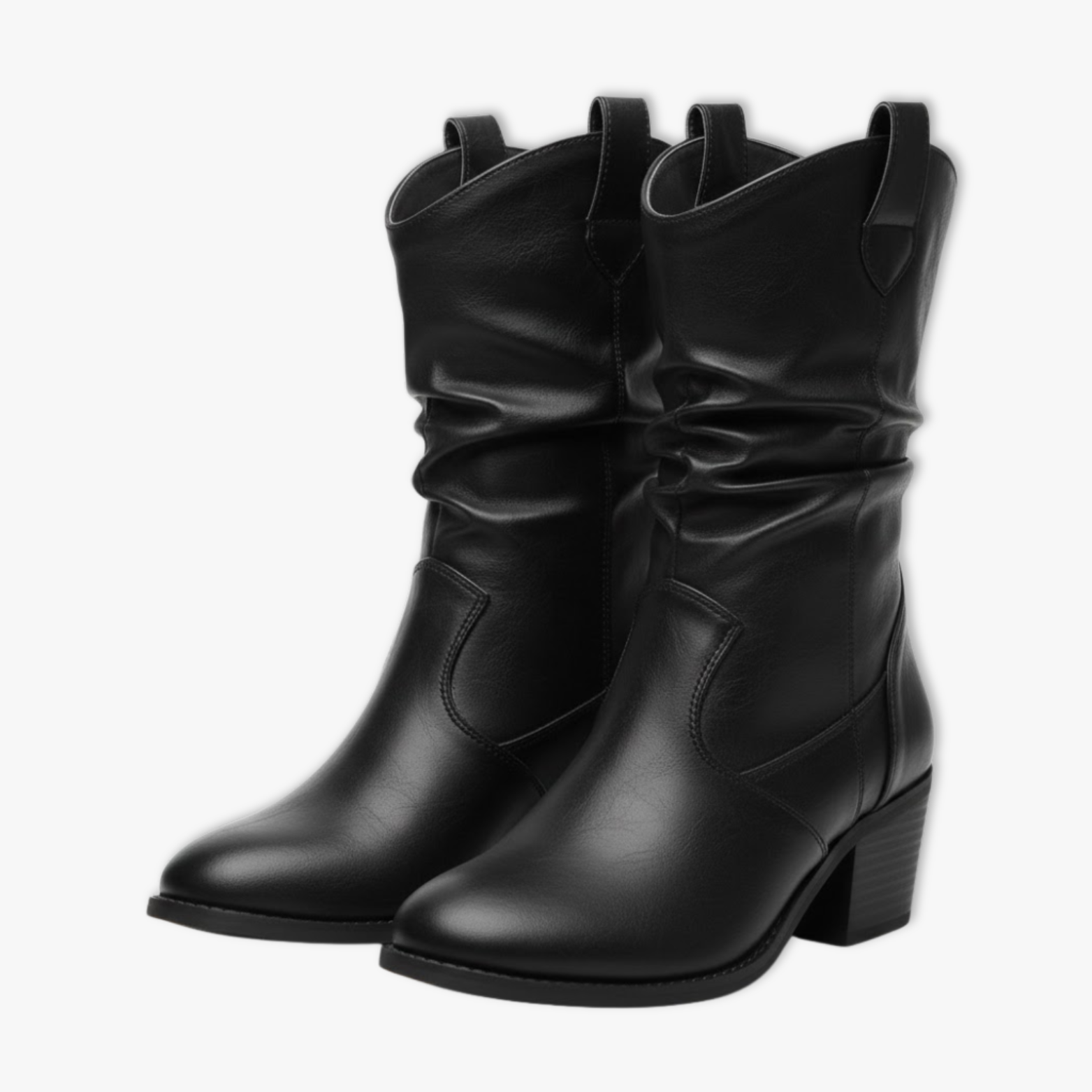 Trendy Ladies Mid Heel Western Denim Boots - VibreMode