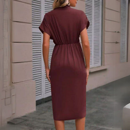 Women's Elegant Draped Midi Dress