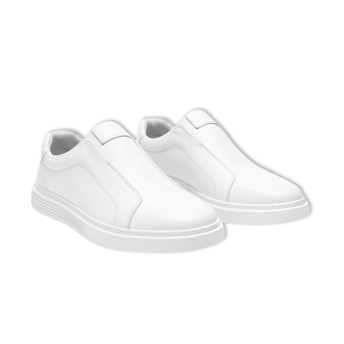 Classic White Genuine Leather Loafers Shoes - VibreMode