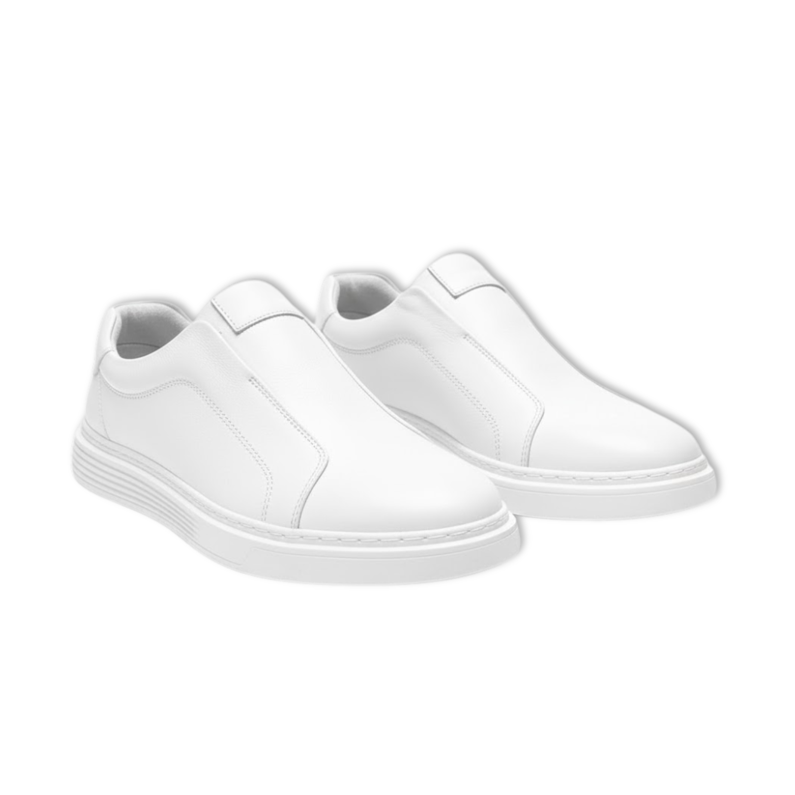 Classic White Genuine Leather Loafers Shoes - VibreMode