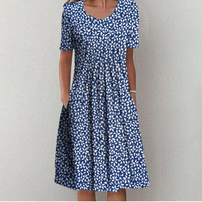 Elegant Floral Pocket Dress for Women