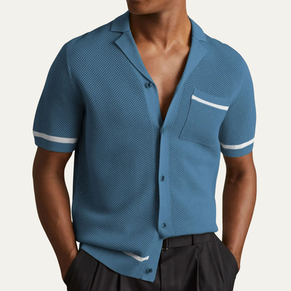Bassano Men's Knit Cardigan Shirt Casual Hollow