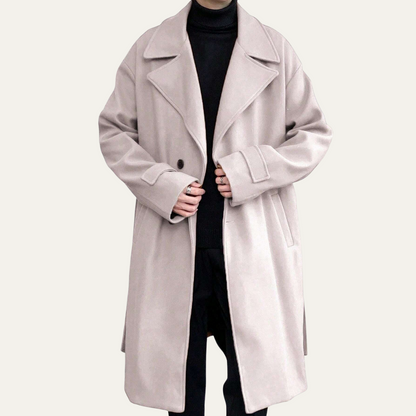 Men's Wool Wrap Coat Camel Brown with Belt
