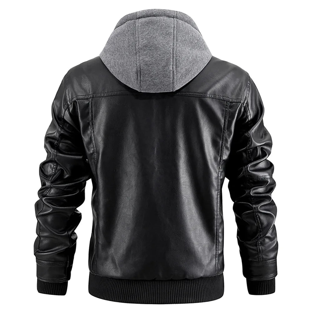 Women's Leather Winter Coat With Hood