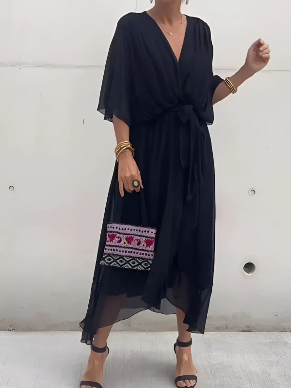 Elegant Ladies Flowy Maxi Wrap Dress - VibreMode
