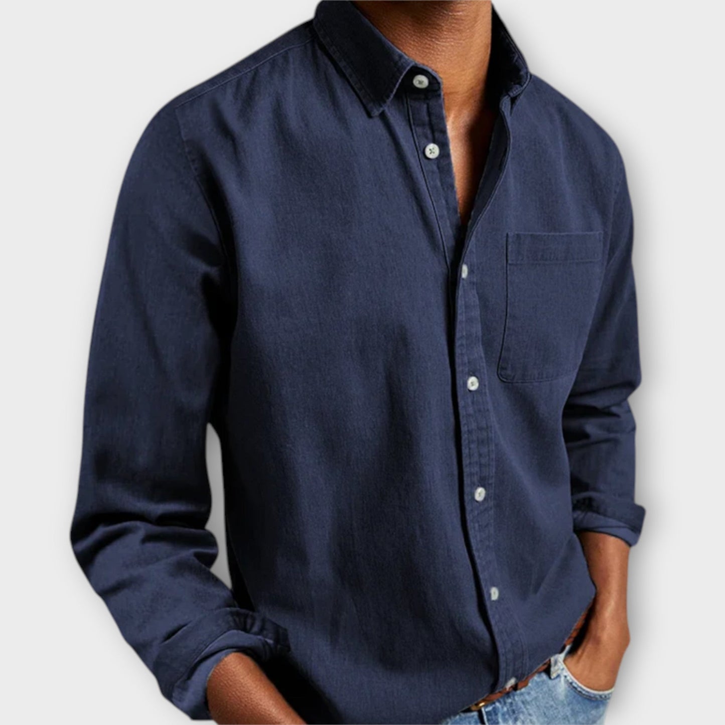 Men's Long Sleeve Dress Shirt With Chest Pocket