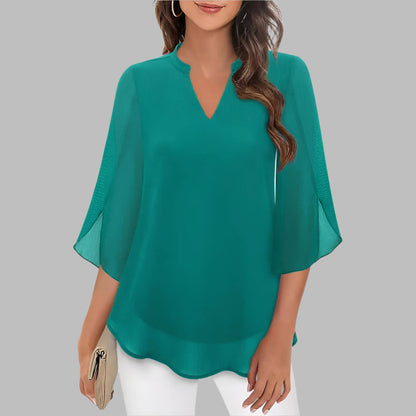 Women's V Neck Summer Petal Sleeves