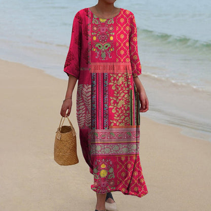 Women's Bohemian Patchwork Dress - VibreMode