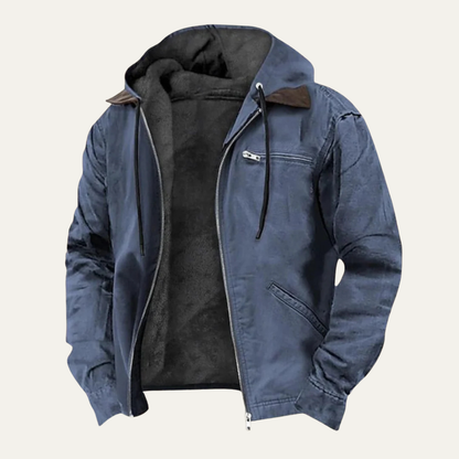 Men's Fleece Lined Hooded Jacket Winter Warm