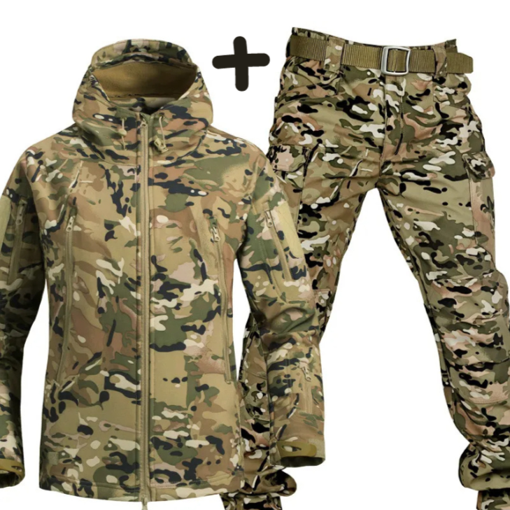 Men's Tactical Hooded Jacket And Cargo Pants Set