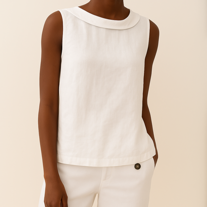 Women's Sleeveless Roll Collar Blouse