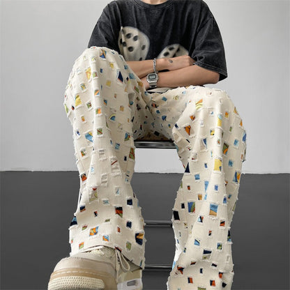 Men's Straight Fit Patterned Pants - VibreMode