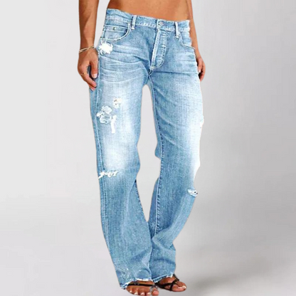 Trendy Women's Ripped Straight Leg Jeans