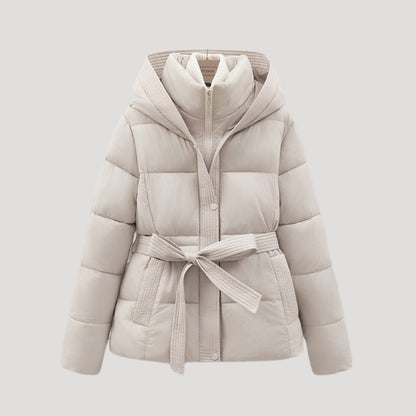 Women's Puffer Jacket Hooded Adjustable Belt