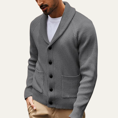 Men's Shawl Collar Knit Cardigan With Pockets