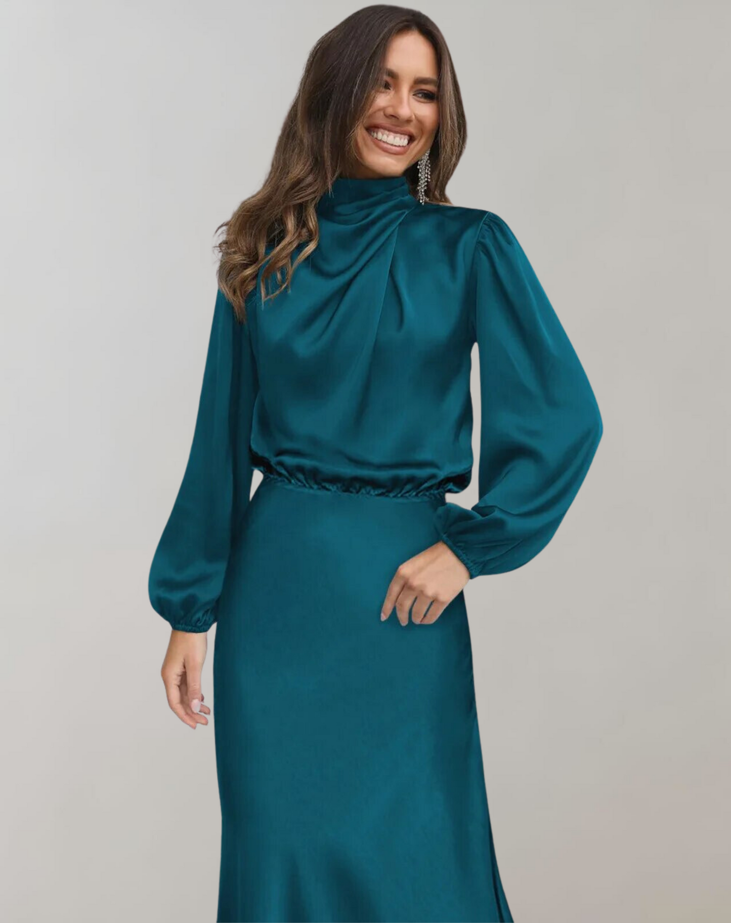 Women's Satin Long Sleeve Dress