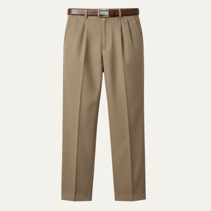 Men's Double Pleated High Waist Straight Leg Pants
