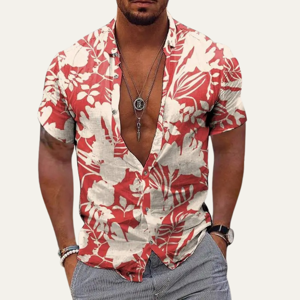 Men's Hawaiian Shirt Soft Coconut Print Tropical Beach