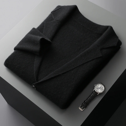 Men's Wool Cardigan Blazer Charcoal Grey