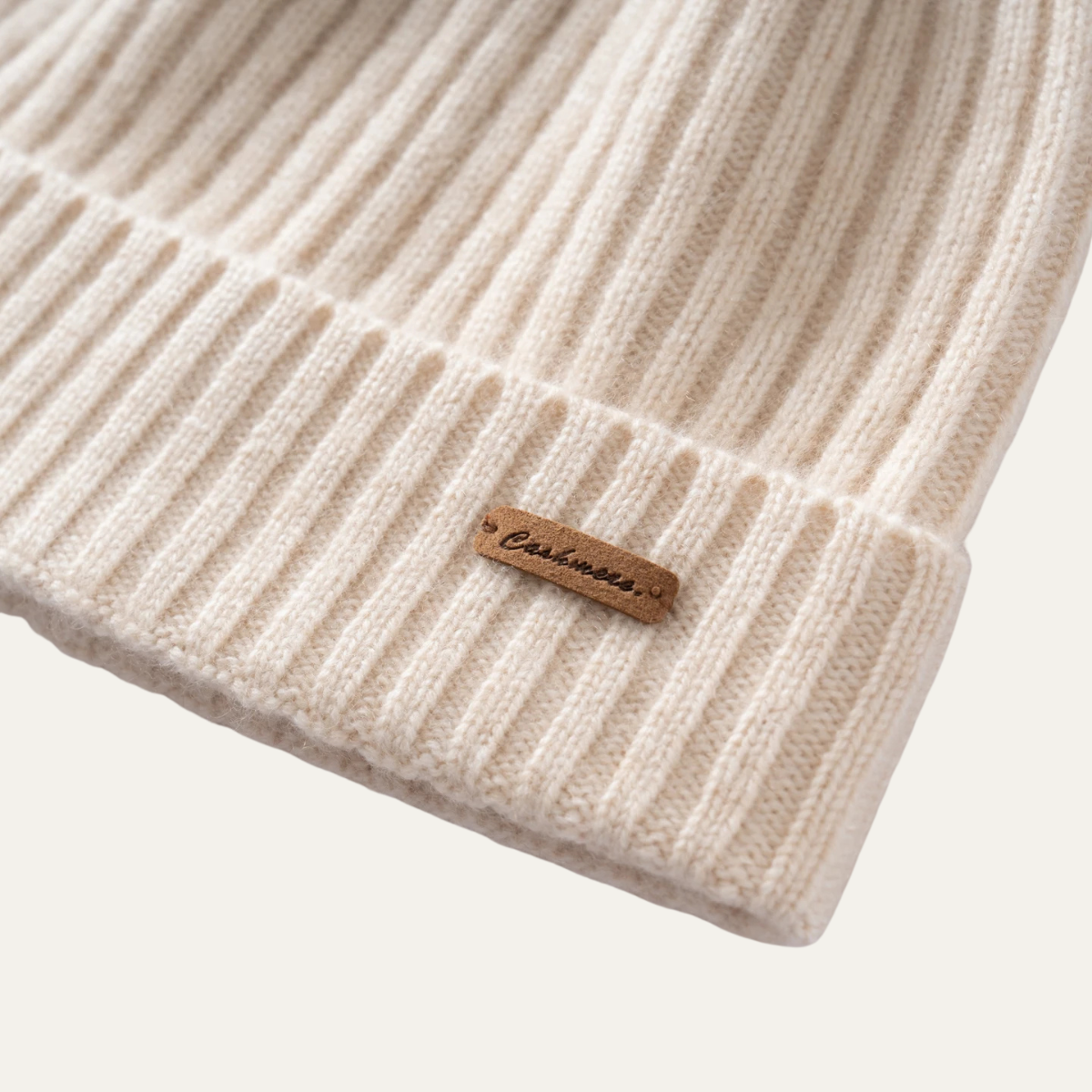 Men's Cashmere Beanie Ribbed Knit Black