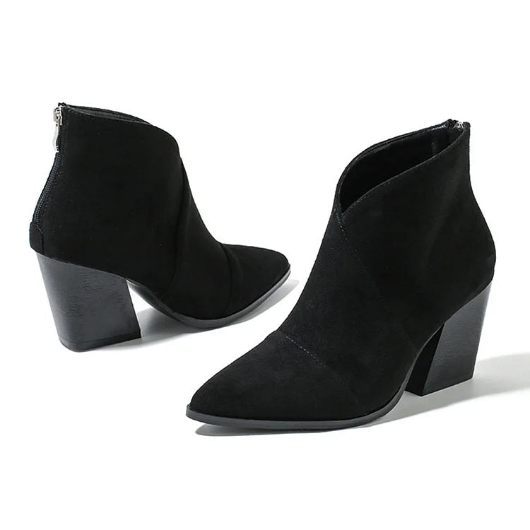 Women's Ankle Boots Block Heel Zip