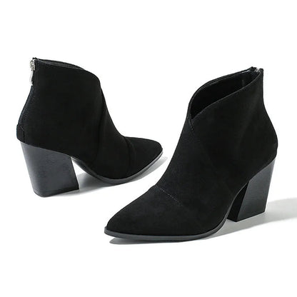 Women's Ankle Boots Block Heel Zip