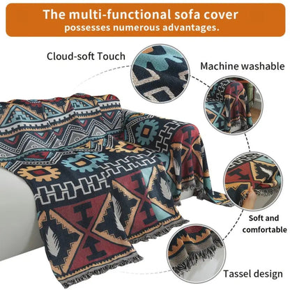 Geometric Sofa Cover Boho Patterned Fabric