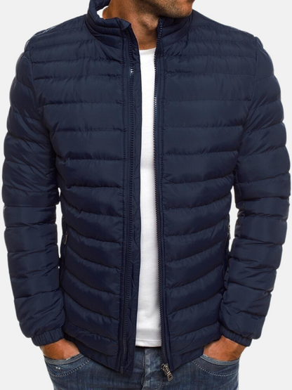 Men's Puffer Bomber Jacket Zip Closure