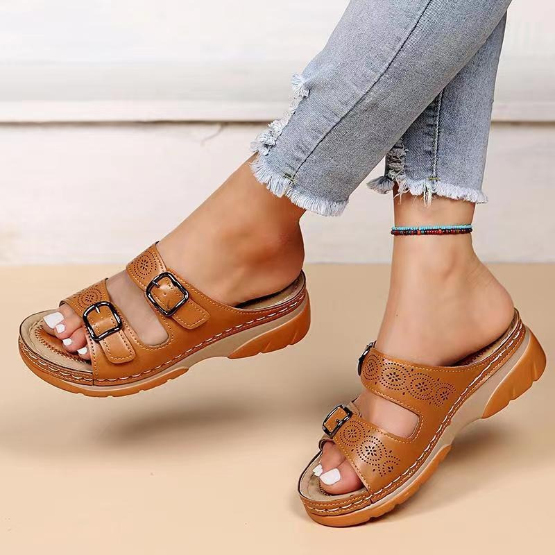 Contoured Supportive Womens Double Strap Comfort Sandals