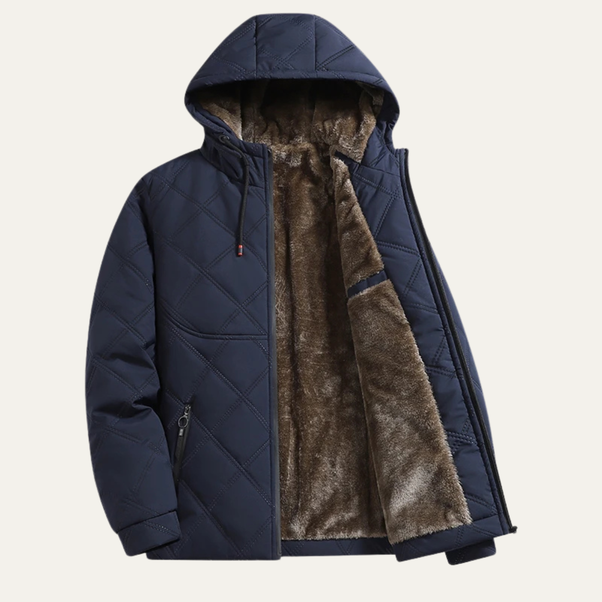 Men's Thick Fleece Lined Winter Hooded Coat - VibreMode