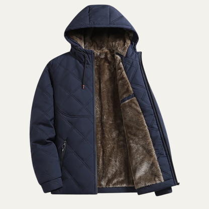 Men's Thick Fleece Lined Winter Hooded Coat - VibreMode
