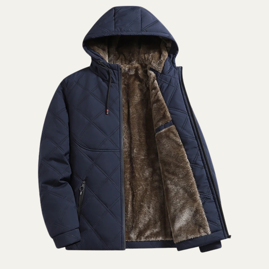 Men's Thick Fleece Lined Winter Hooded Coat - VibreMode
